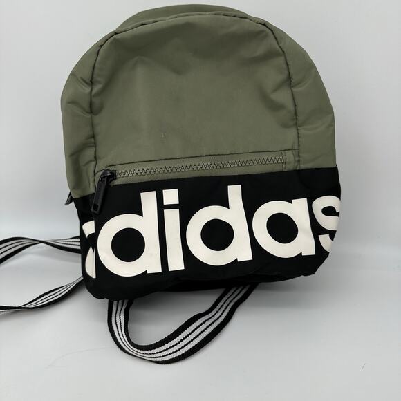 adidas Handbags - Adidas Linear Mini Backpack Small Travel Bag Olive Green/Black Adjustable Staps